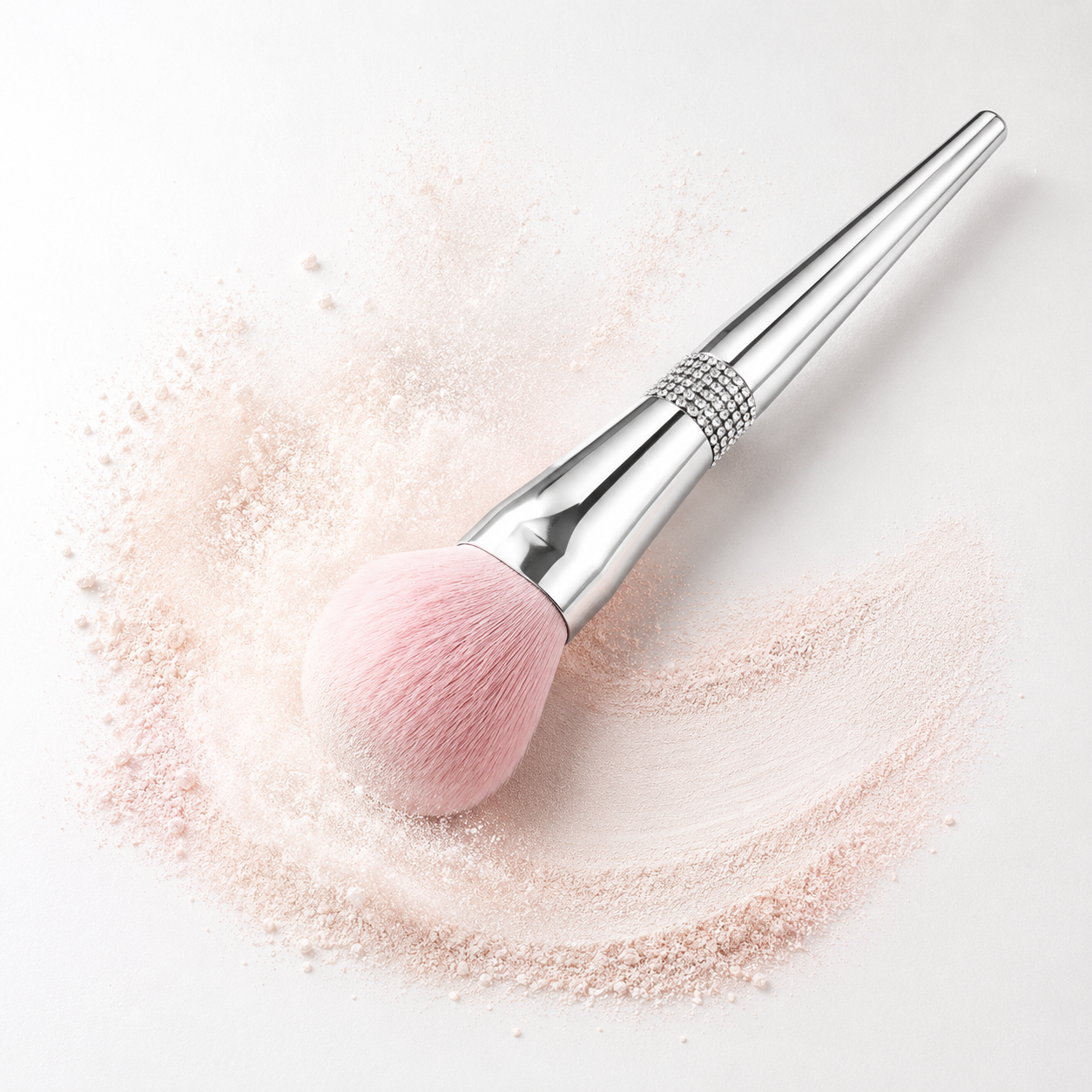 Crystal Radiance Pink Large Powder Brush crystal and handle detail