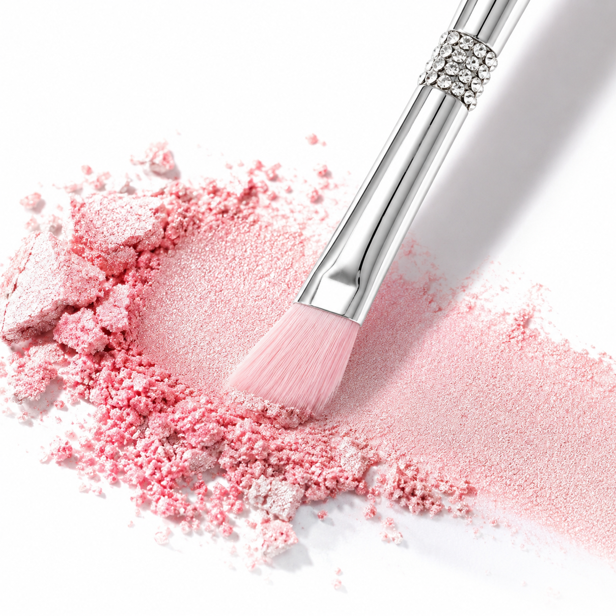 Crystal Radiance Pink Angled Eyeshadow Brush application detail