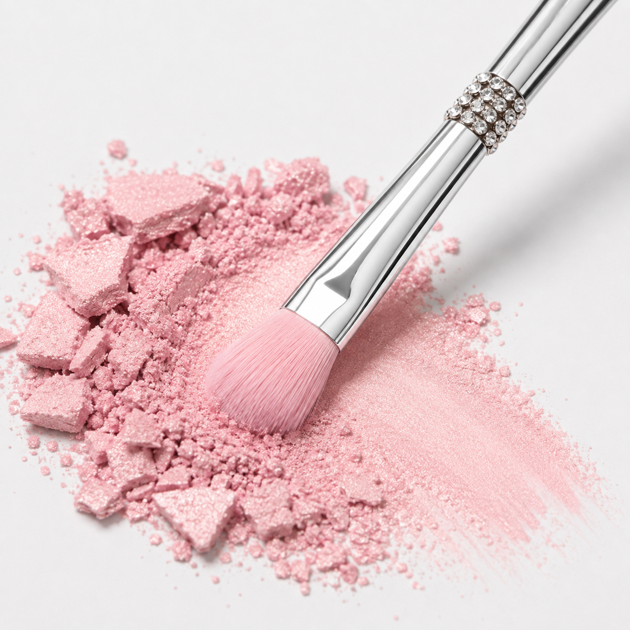 Crystal Radiance Pink Eye Shader Brush crystal and handle detail