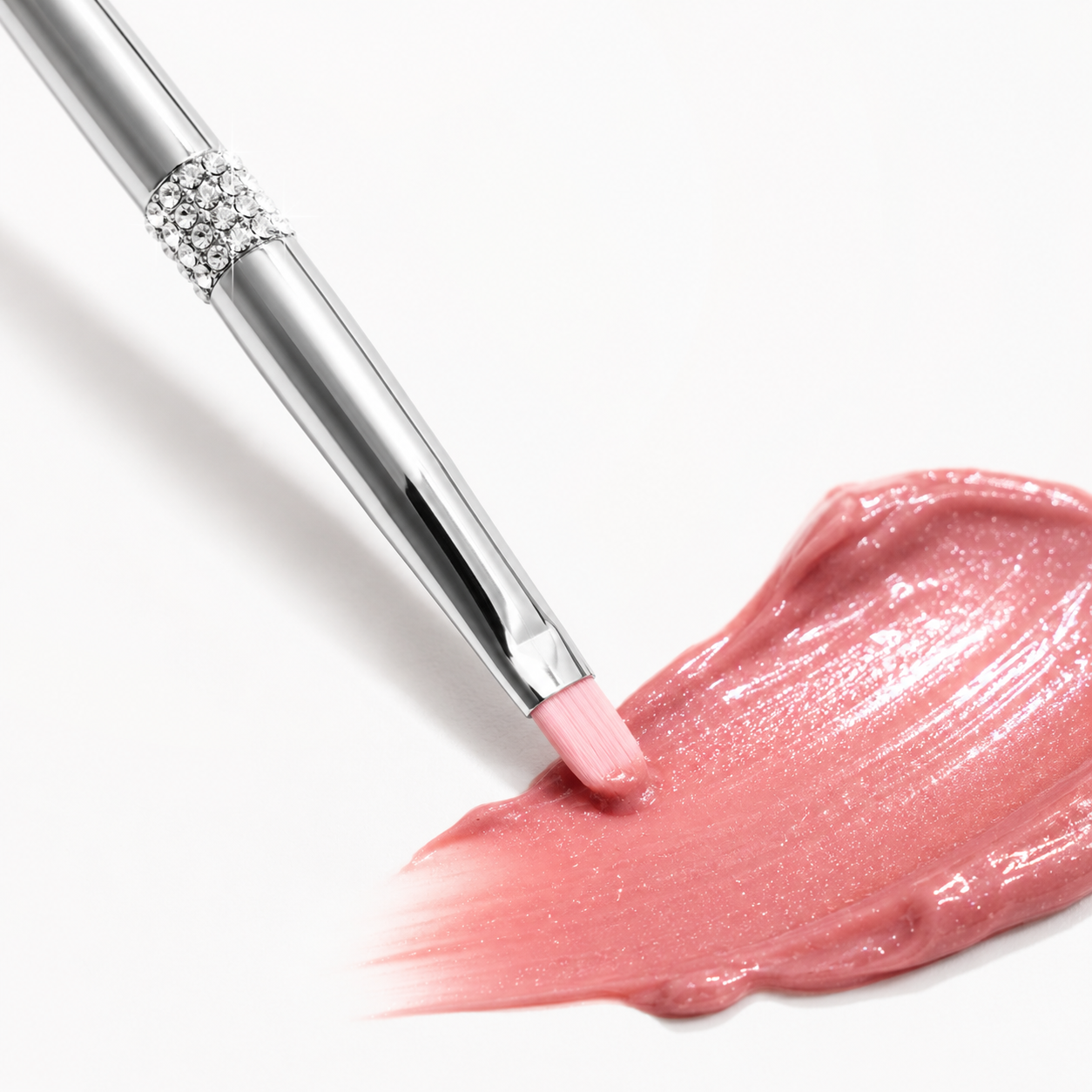 Crystal Radiance Pink Precision Lip Brush application detail