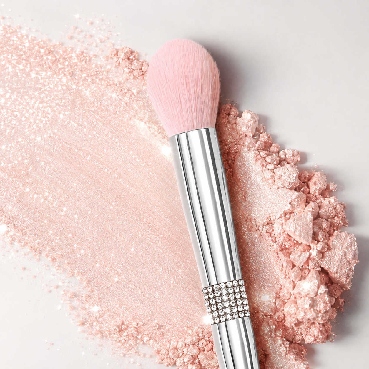 Crystal Radiance Pink Tapered Highlighter Brush application detail