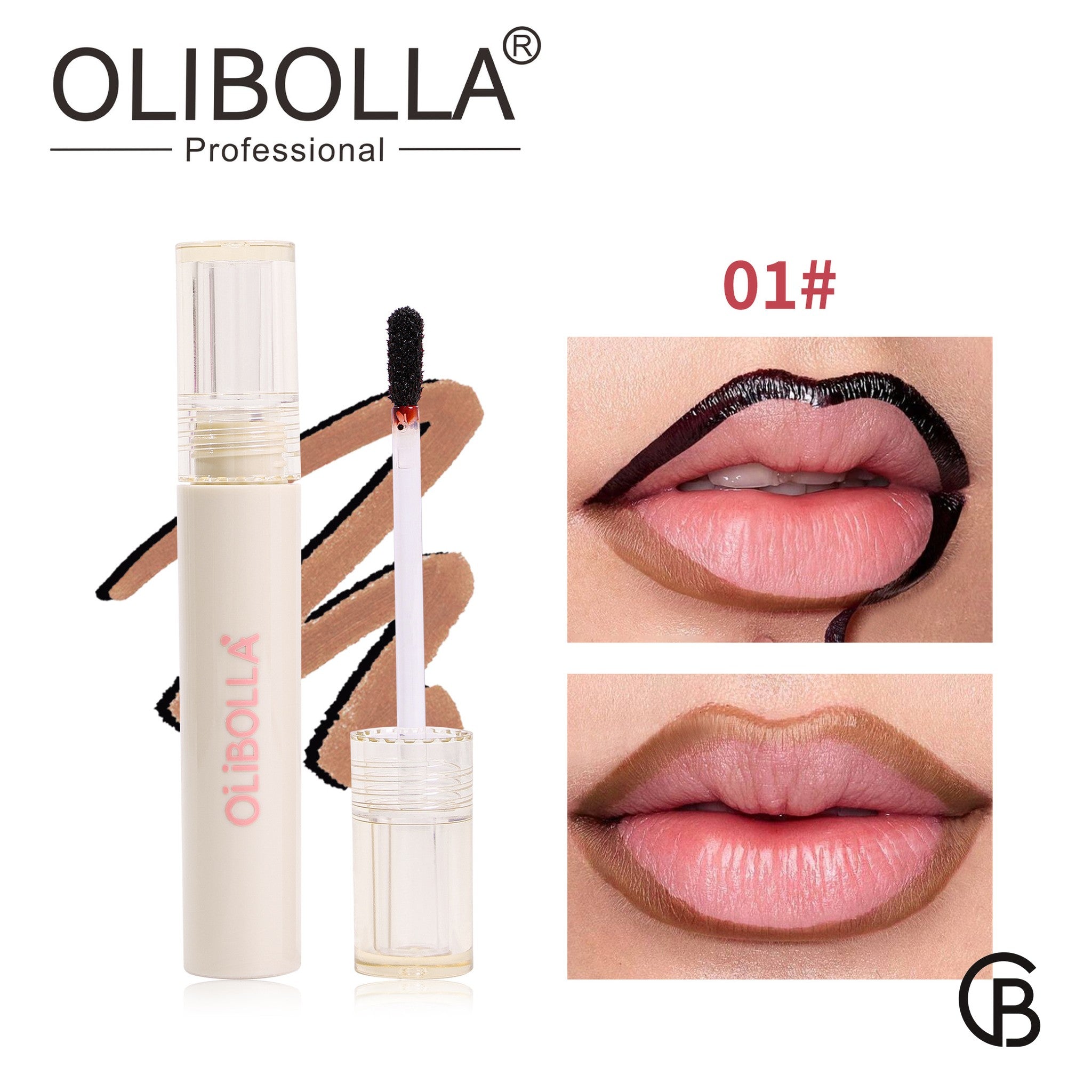 OLIBOLLA peel-off lip liner stain supplier color reference 01, real product photo
