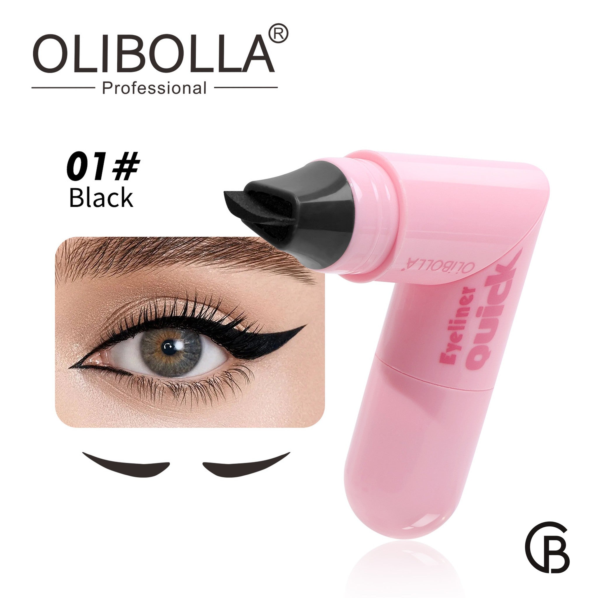 CREBRAND × OLIBOLLA Dual-Ended Stamp Eyeliner 01# Black