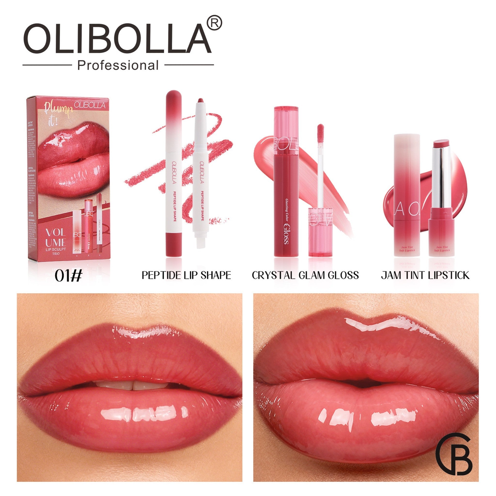 CREBRAND × OLIBOLLA Three-Piece Lip Color Set 01#