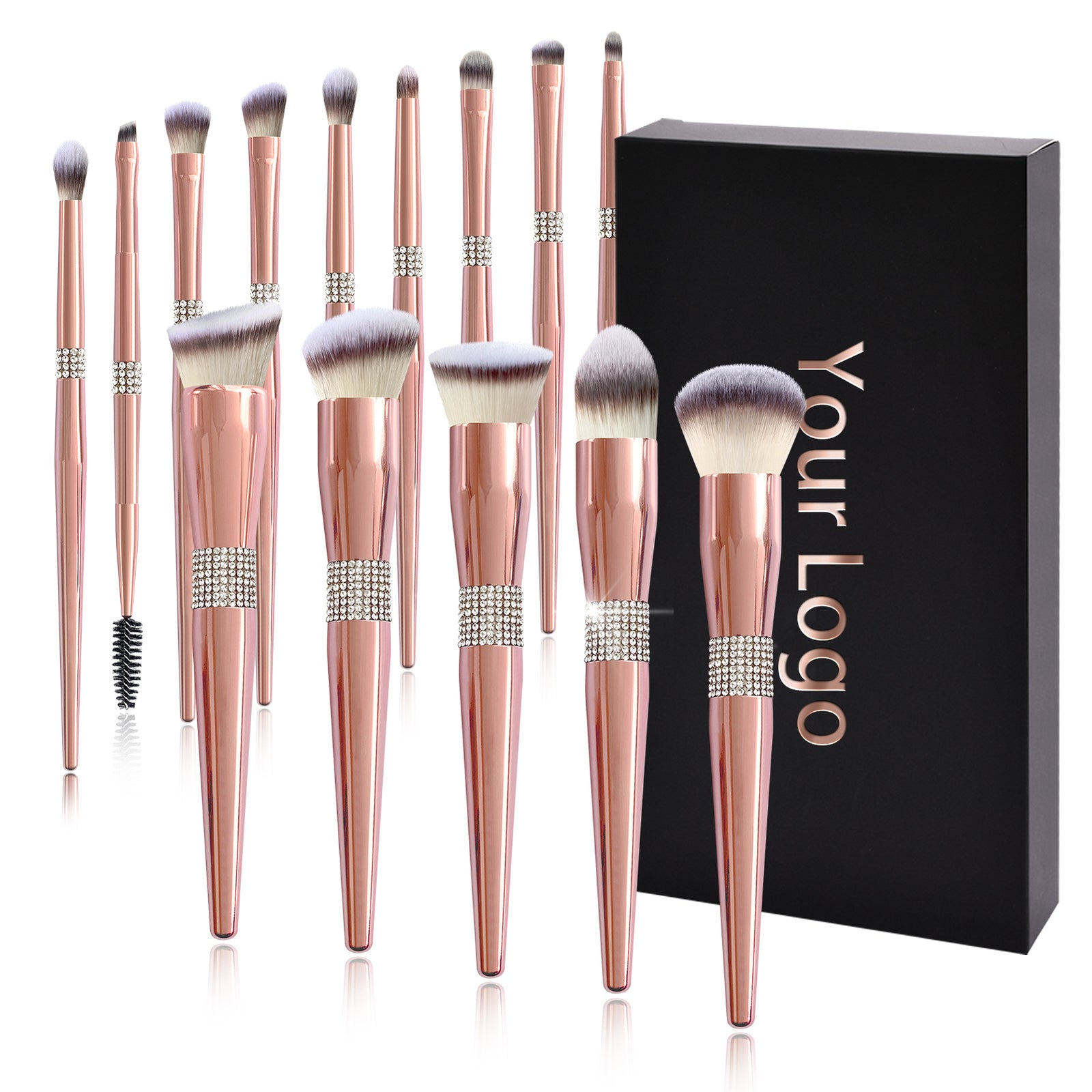 CB Rose Gold Mirror 14-Piece Professional Makeup Brush Set